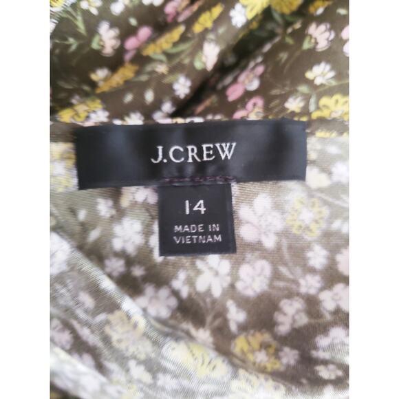 J. Crew Floral Print Satin Slip Dress Green Size 14 - Picture 7 of 8